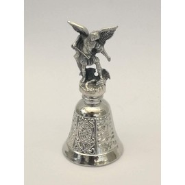 Eurofusioni Liturgical Bell - Silver plated Saint Michael the Archangel, Guardian Angel for Protection against demons and evil spirits - H 2,9 in