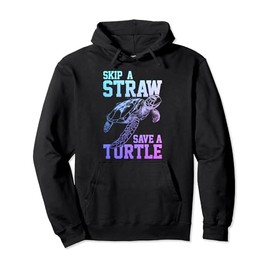 Skip A Straw Save A Turtle Sea Turtle Scuba Diving Flowers Pullover Hoodie