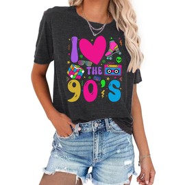 ELDPS 90s Shirt for Women: I Love The 90s Shirt Graphic Vintage Tees 90's Neon Party Outfits Tops