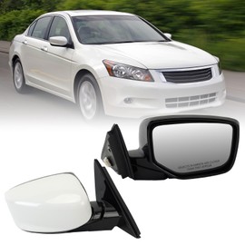 Right Passenger Side Mirror Compatible with Honda Accord 2008 2009 2010 2011 2012 Power Manual Folding Non-Heated Door Mirrors White 3 Pins