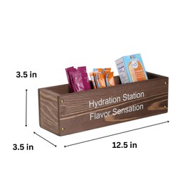 GoFika Water Flavor Packet Organizer | Drink Mix Holder | Hydration Station | 5 Slots Wood Caddy Brown