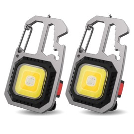 T-SUN Tragbare Mini LED Arbeitsleuchte Schlüsselanhänger Taschenlampe 7 Modi 800 Lumen Wiederaufladbare Inspektionsleuchten mit Flaschenöffner Magnetfuß für Camping Reparatur Notbeleuchtung (2 PCS)