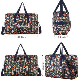 Travel Foldable Waterproof Duffel Bag - Lightweight Carry on Luggage Tote Duffel Bag(Black Floral)