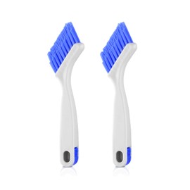 iFlyMars 2 Piece Cleaning Brush Small Scrub Brush Kitchen Sink Bathroom Brushes, Sliding Door or Window Cleaning Brush, for Household Dishwasher Tile Lines Window Track Deep Cleaning (Silvery White)