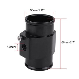 Black Aluminum Water Temp Meter Temperature Gauge Joint Pipe Radiator Sensor Adaptor Attachment Hose Clamps 36mm