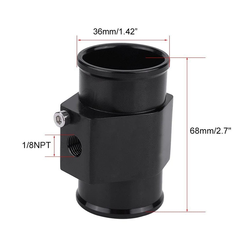 Black Aluminum Water Temp Meter Temperature Gauge Joint Pipe Radiator