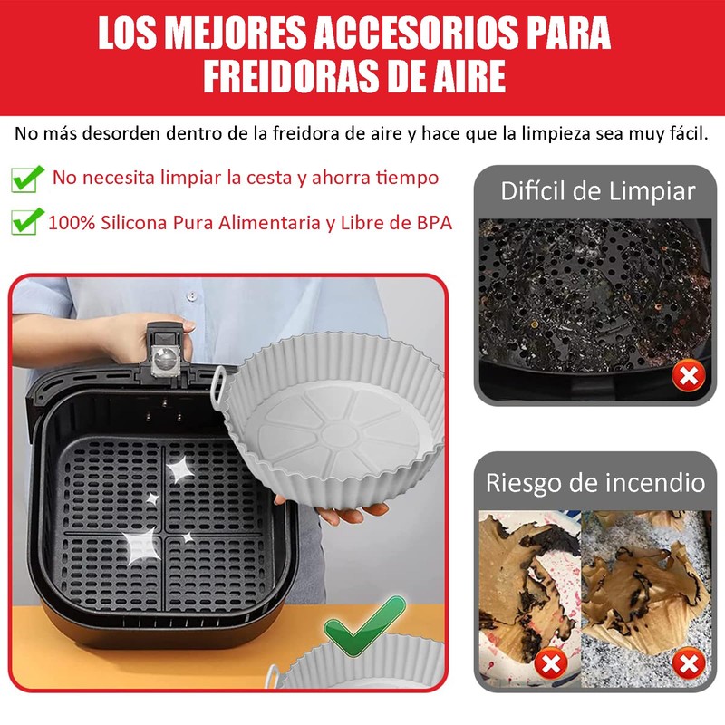 Ausein Paquete de 2 de Silicona para Freidora de Aire,