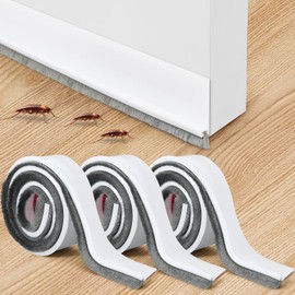 Gisafai 3 Pcs Door Sweep for Bottom of Door 39" Silicone Integrated Door Draft Stopper with Brush Reduce Noise Self Adhesive Door Sweep for Door Seal Dust/Noise/Hot or Cold Air Insulation, White 2" W