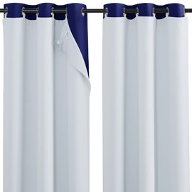 NICETOWN Blackout Curtain Liners, Out Liners for Curtains, Thermal Insulated Curtain Panel Liners for Long Curtains with Bonus Curtain Detachable Rings (2 Panels, 34" x 40" Per Panel, Grey)