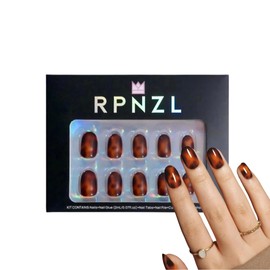 RPNZL Uñas Postizas – Set De Manicura Reutilizable Con Calidad De Salón – 32 Uñas En 16 Tamaños Con Pegamento Y Adhesivos – Larga Duración Y Sin Daños (Caravana)