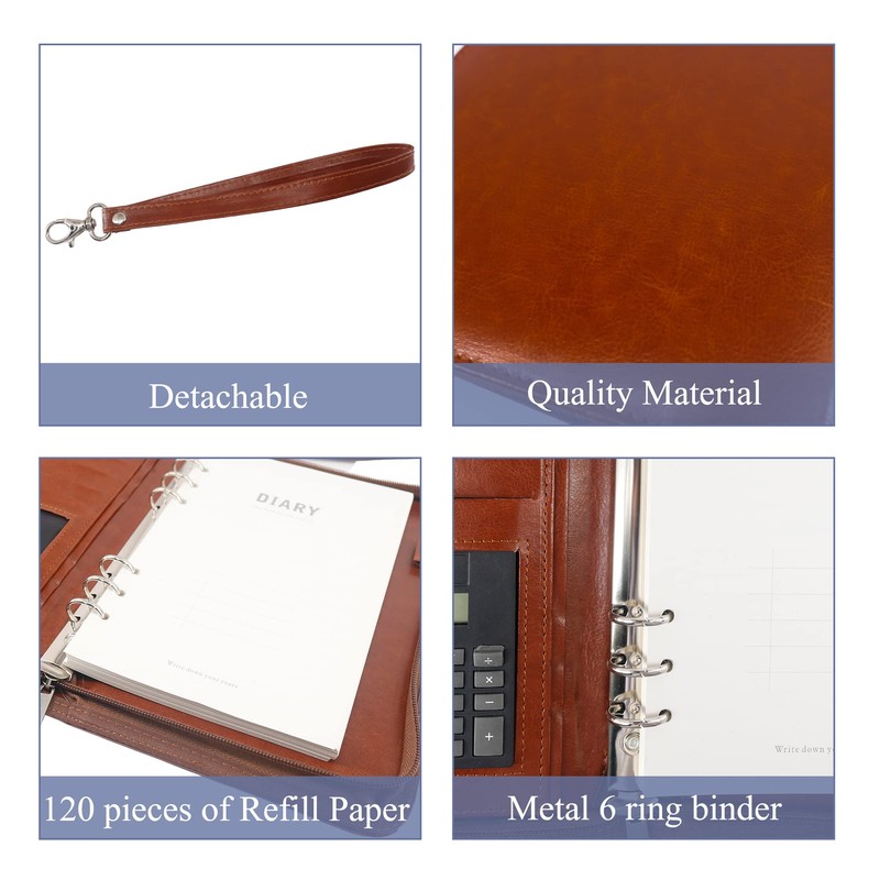 GraduatePro Clipboard Folder A5 with Lid Zip Leather Organiser Folder