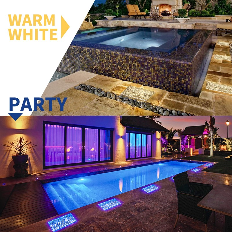 SHONELIGHTING Solar Paver Color Changing Lights, 6x9 Recessed Brick Light,