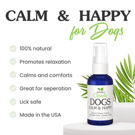 Natural CALM & HAPPY Oil for Dogs - Pet Safe Essential Oils with Lavender, Petitgrain and Neroli - Calming and Soothing for Stress, Anxiety, Hyperactivity | Natural Pet Product Made in USA