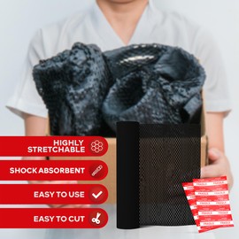 XFasten Papel de embalaje panal - Rollo de cojín de 12 x 66 pies Negro con 20 etiquetas adhesivas frágiles