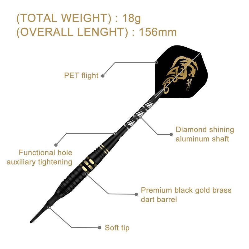 LYCXAMES Darts with Plastic Tip for Electronic Dartboard, Set of