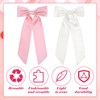 Pink & White Hair Bows - Long Tail Ponytail Clips