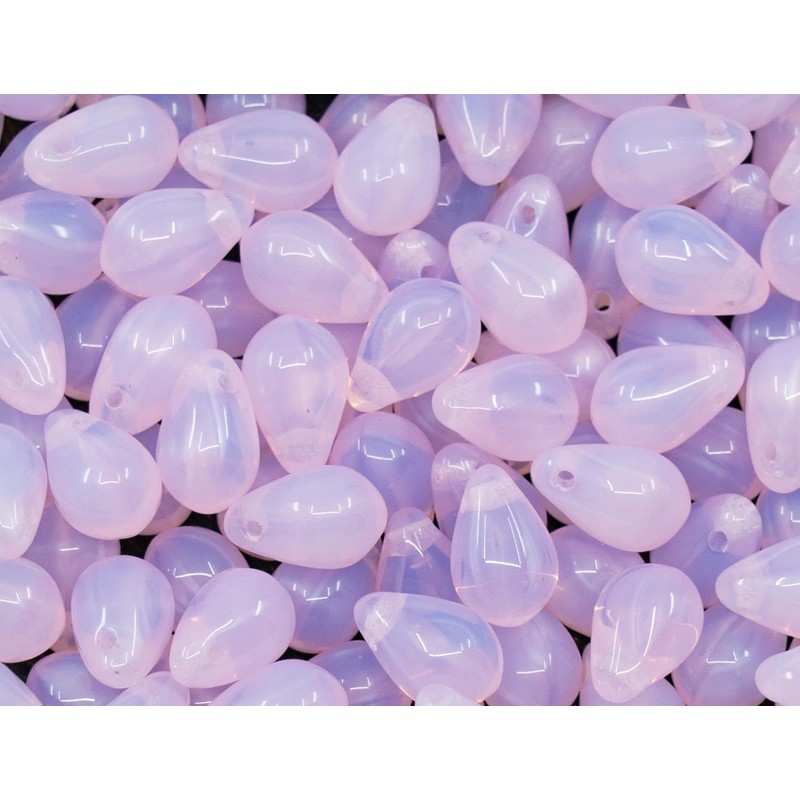 Czech 50-Piece Glass Beads, 6 x 9 mm, Teardrop Opal