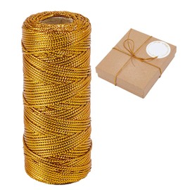 NICENEEDED 109 Yard Gold Decorative String, Metallic Bakers String Christmas Decorative Cord, Wrapping Twine Cord for Crafts Gift Tags Ornaments