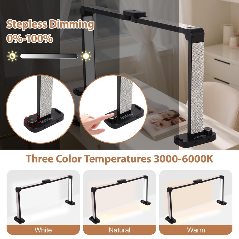 FAHKNS Large Half-Moon Light for Nail Desk, 34IN Foldable LED