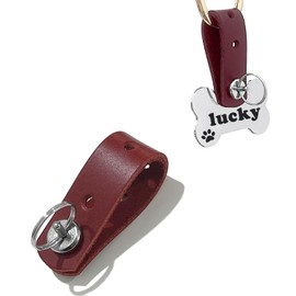 DORUI Pet ID Tag Silencer - Dog & Cat Collar Leather Connector | Holder Up to 4 Dog Tags(Red)