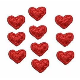 Unbranded (Set of 10) Mini/Micro - Red Heart - 1/4"  Embroidered Iron on Patch