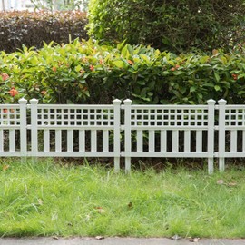 Gardenised Plastic Outdoor Decor Garden Flower Edger Fence, Border, Set of 4 Panels, White