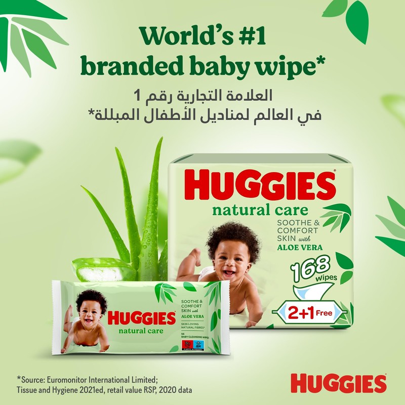 Baby Wipes Natural Care with Aloe Vera Huggies Wipes 56