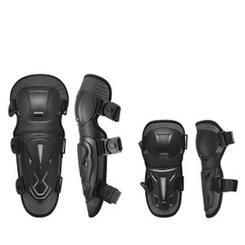 BRAVORD Powersports Knee Shin Guards/Elbow Guards for Adults, Elbow and Knee Pads with Adjustable Strap for Motorcycle Dirt Bike Mountain Bike (Upgraded Ver (4pcs))