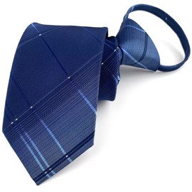 Elfeves - Corbatas con cierre para hombre, para negocios, boda, a rayas, ajustable, para bodas, Azul oscuro, Talla única