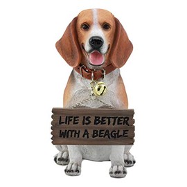 Ebros Lifelike Realistic Beagle Dog Welcome Greeter Statue 12" Tall Hound Dog Breed Collectible Decor Figurine with Jingle Collar Greeting Signs