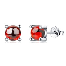 TIZU July Birthstone Stud Earrings for Girls Hypoallergenic 925 Sterling Silver Red Cubic Zirconia Earrings for Women Ruby Birthday Gift