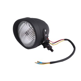 Baelite Head Light 4.5 Inch with Visor H4 Slit Type Nostalgic Style Vintage Bike Custom Parts General Purpose (Black Body x Clear Lens)