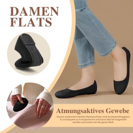 Women's Ballerina Flat Shoes Comfort Slip On Classic Round Cap Pumps Shoes Knit Foldable Ballet Flats Elegant Comfortable Summer Shoes Walking Flats for Women, black, 38 EU