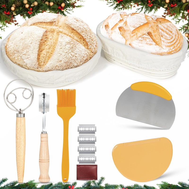Complete Sourdough Bread Proofing Set–Premium 9” Round and 10” Oval