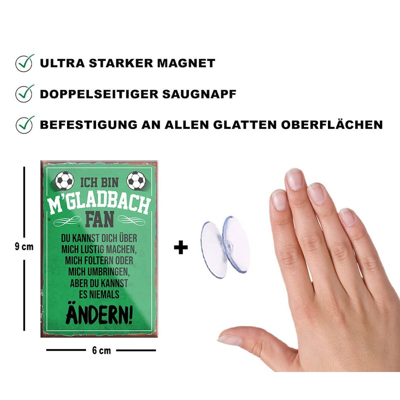 schilderkreis24 Football Magnet "M'Gladbach Fan" Decorative Fridge Magnet Item Sport