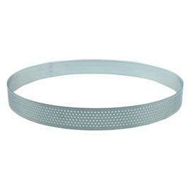 Keewah Round Perforated Tart Ring, 9", Stainless Steel