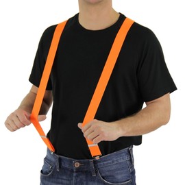 Foxxeo Orange Braces for Men and Women for 80s Theme Party Carnival and Fancy Dress Neon