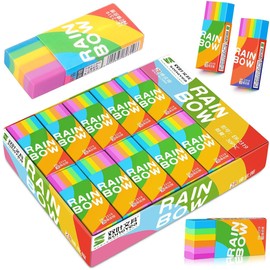 YOYEAH Pack of 30 children's erasers, 2B rainbow erasers, safe and soft material, perfect for school enrolment and as party bags, erasers for kids, eraser cubes for children