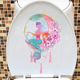 Buer Homie Toilet Seat Stickers Cartoon Mermaid Pattern A