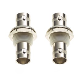Keple BNC Socket To BNC Socket Panel Mount Adaptor - 75-ohm, White Insulating Bushes, Female Bulkhead Connector, Coax Coupler Coaxial Cable Adapters For CCTV Security Camera With Nut - Pack Of 2