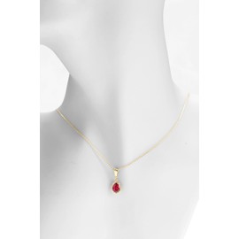 Old English Jewellers 9ct Yellow Gold Ruby Teardrop Pendant Necklace + 18 inch Chain