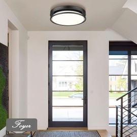 Darkaway Large LED Flush Mount Ceiling Light, 15inch Modern Dimmable Ceiling Lamp 5CCT Dimmable Black Ceiling Light Fixture for Bedroom Kitchen Hallway Entryway