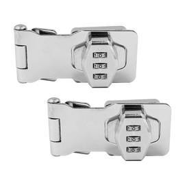 Set of 2 ZONADAH 3 Inches Cabinet Rotary Password Hasp Locks 3-Digit Password Hasp Latch Keyless Door Security Slide Latch Lock for Outdoor Household Drawer Bathroom Silver