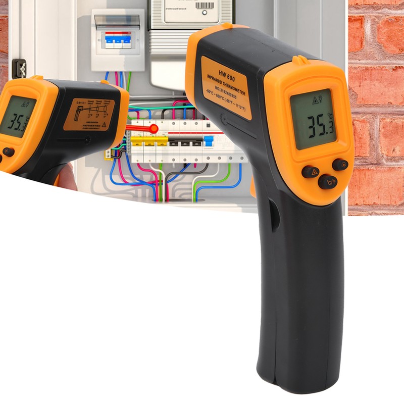 HW600 NonContact Thermometer LCD Infrared Digital Temperature Measuring Thermometer(Yellow )