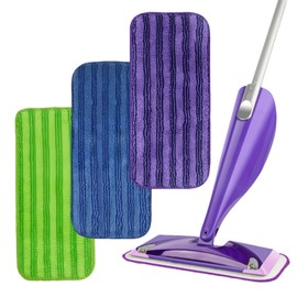 3 Pack Reusable Mop Pads for Swiffer WetJet - Washable Microfiber Wet & Dry Mop Refills, Compatible with Hardwood Floors - Eco-Friendly Replacement Pads, Strong Absorbent Cleaning Pads