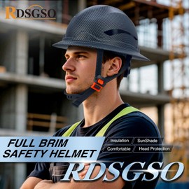 RDSGSO Full Brim Hard Hats ANSI/ISEA Z89.1 Type I Class E Certified 6-Point Suspension Lightweight Vented Adjustable Safety Helmet for Construction Industrial (SJ-Matte Black)