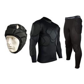 IUTZCAXU Body Safe Guard Padded Compression Shirts, Long Sleeve Shoulder Rib Chest Protector Suit for Football