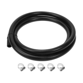 X AUTOHAUX 1 Set Fuel Line Kit Vacuum Hose Automotive Fuel Hose with 5 Clamps 8ft 0.47" ID 0.78" OD Black NBR Rubber