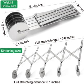 MTOMDY 5-Wheel Pastry Knife, Spaghetti And Noodle Slicer, Stainless Steel Pizza slicer, multiple pasta roller cutter tools, baking roller adjustable pizza knife slicer, splitter