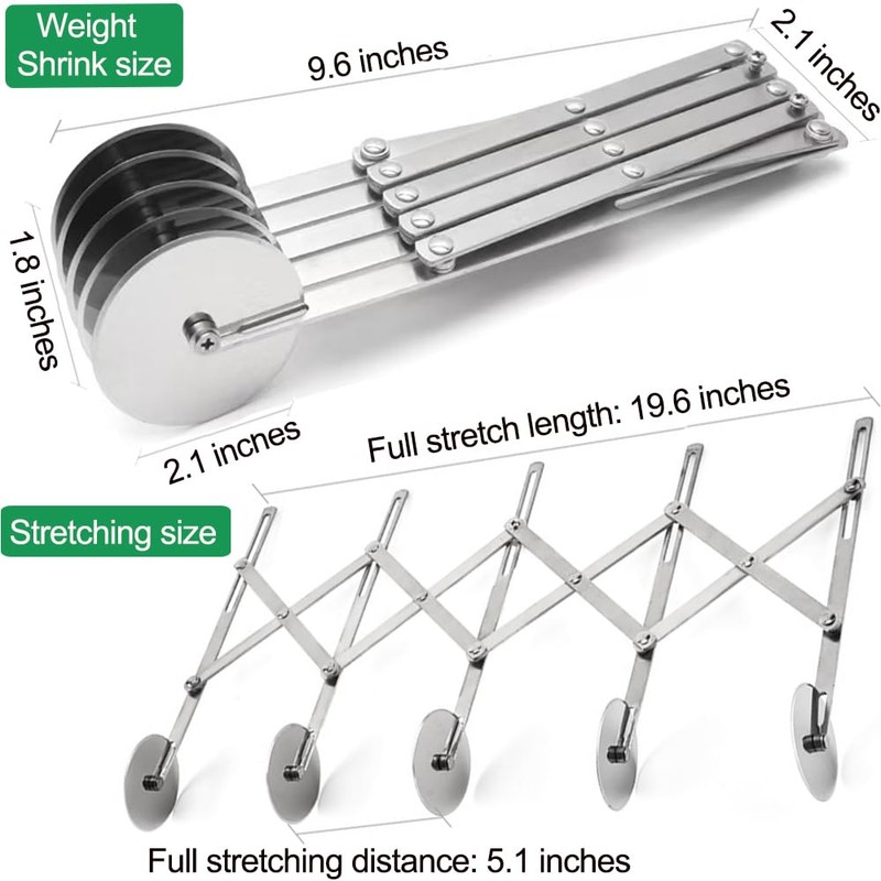 MTOMDY 5-Wheel Pastry Knife, Spaghetti And Noodle Slicer, Stainless Steel